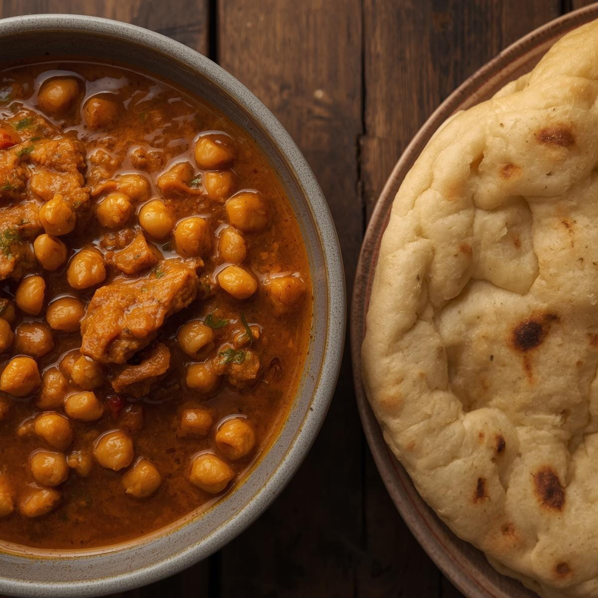 Chana Masala og plain Naan