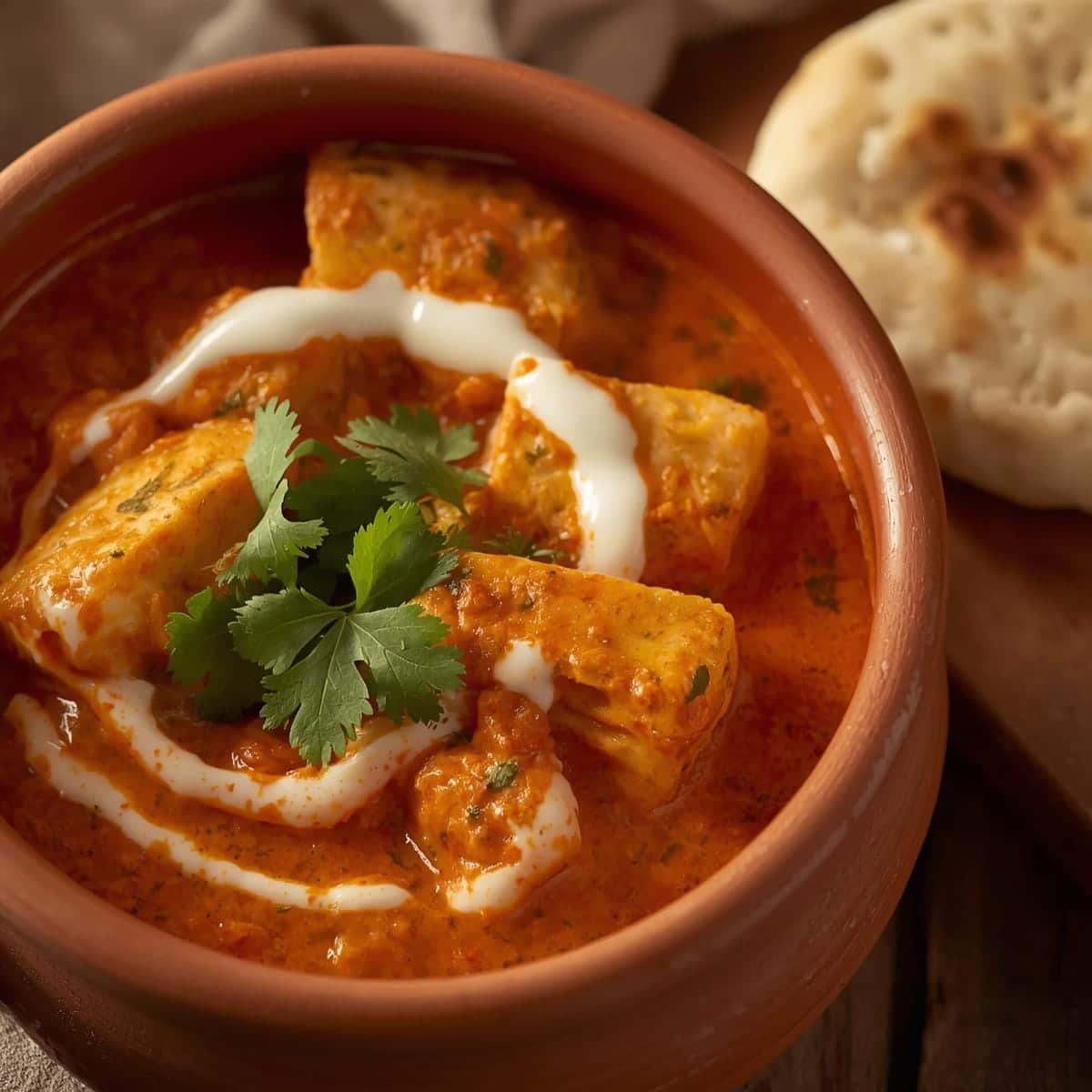 Paneer Tikka Masala og plain Naan